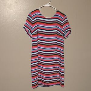 Cynthia Rowley Shift Dress Striped Women's Size 12 Colorful Bright Summer Spring
